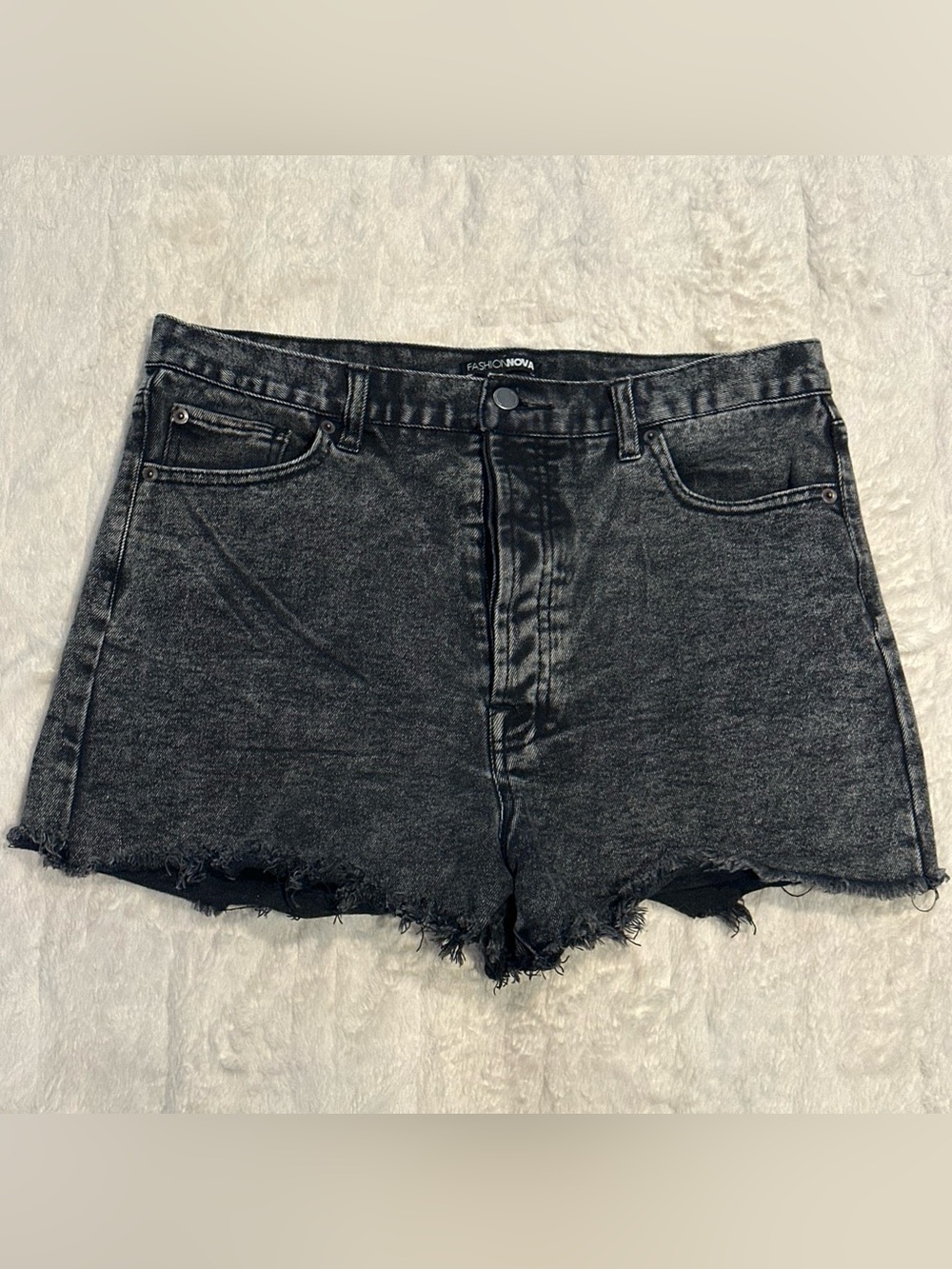 Fashion Nova Black Washed Denim Cutoff Shorts